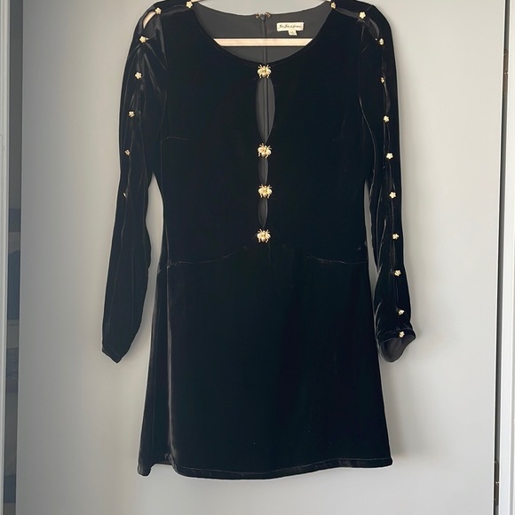 For Love & Lemons Beatrix black velvet dress size S - Picture 8 of 12